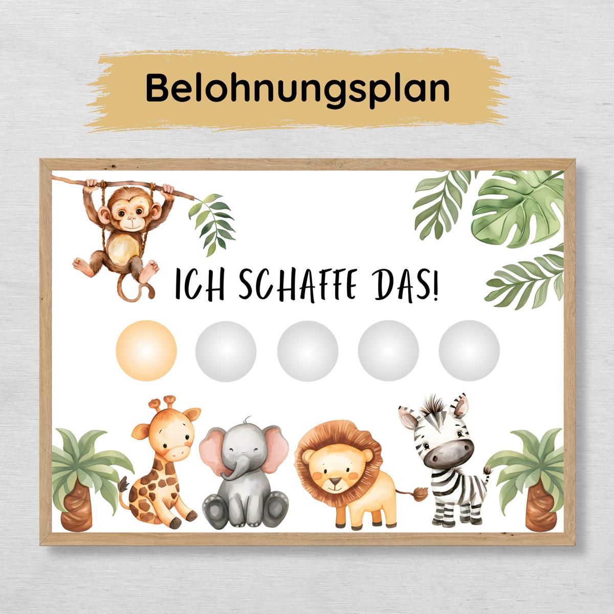 Safari Tiere Belohnungsplan für Kinder