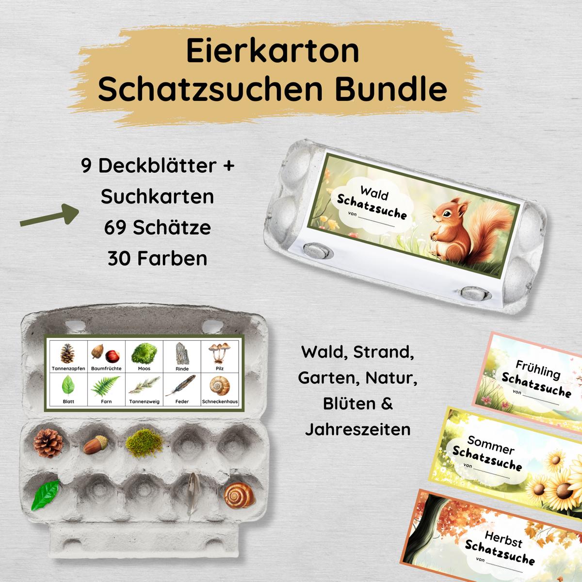 Schatzsuche im Eierkarton für Kinder, Bundle mit 9 Schatzsuchen