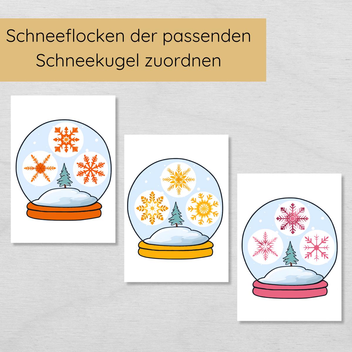 Schneeflocken Farben Sortierspiel für Kinder