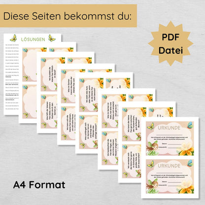 Feen Outdoor Schnitzeljagd mit 20 Hinweisen und Urkunde