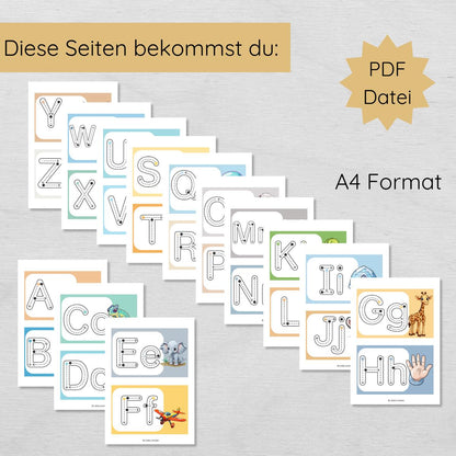 ABC Übungskarten Buchstaben schreiben lernen, quer
