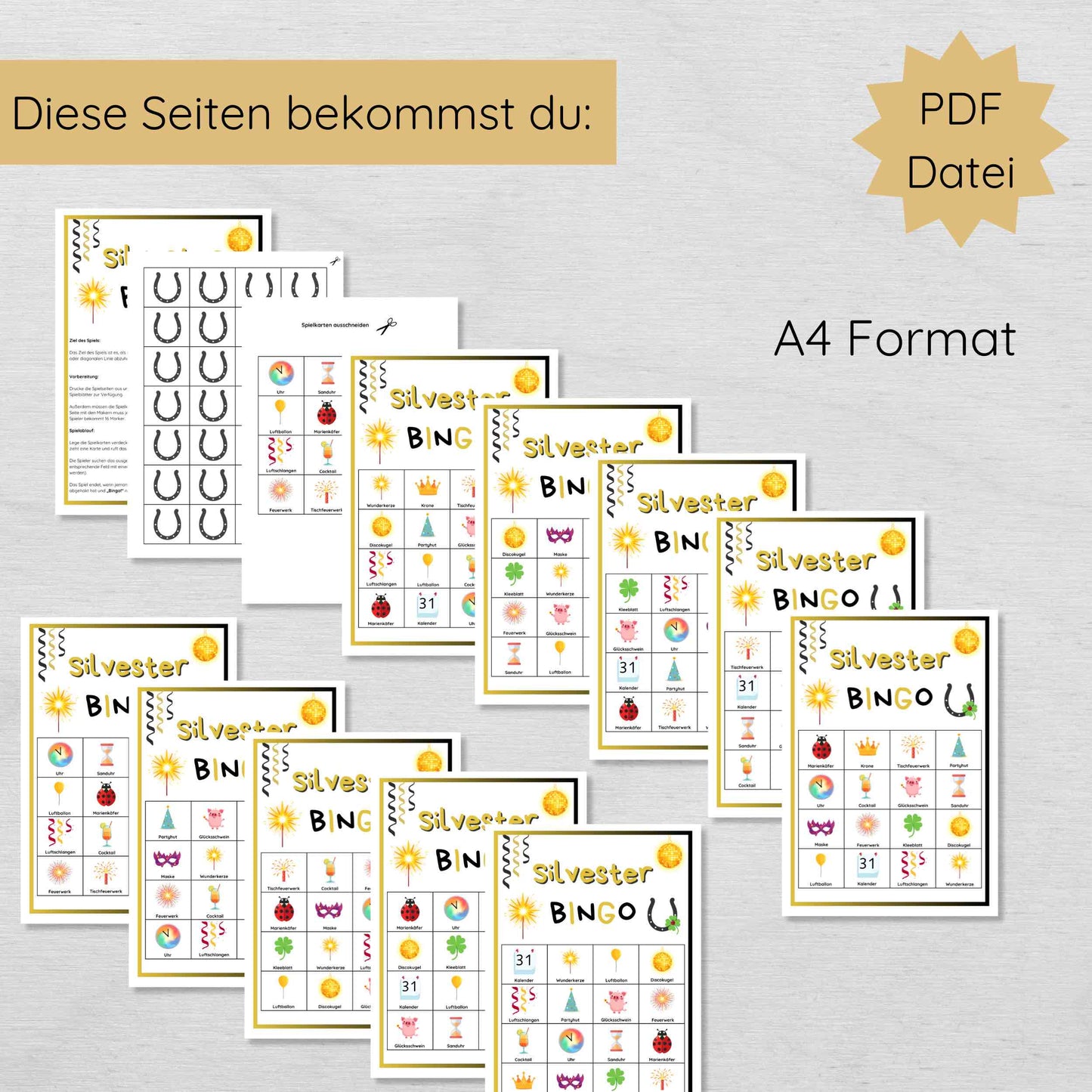 Silvester Bingo für Kinder