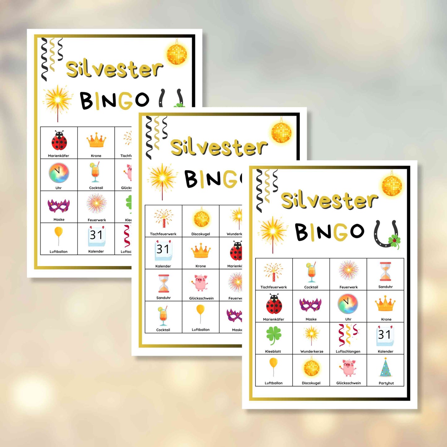 Silvester Bingo für Kinder