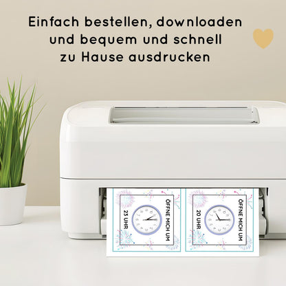 Silvester Countdown Uhren Ziffernblätter bis Mitternacht
