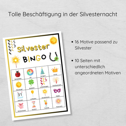 Silvester Bingo für Kinder