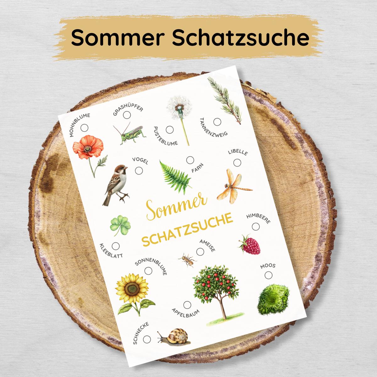 Sommer Schatzsuche für Kinder Druckvorlage