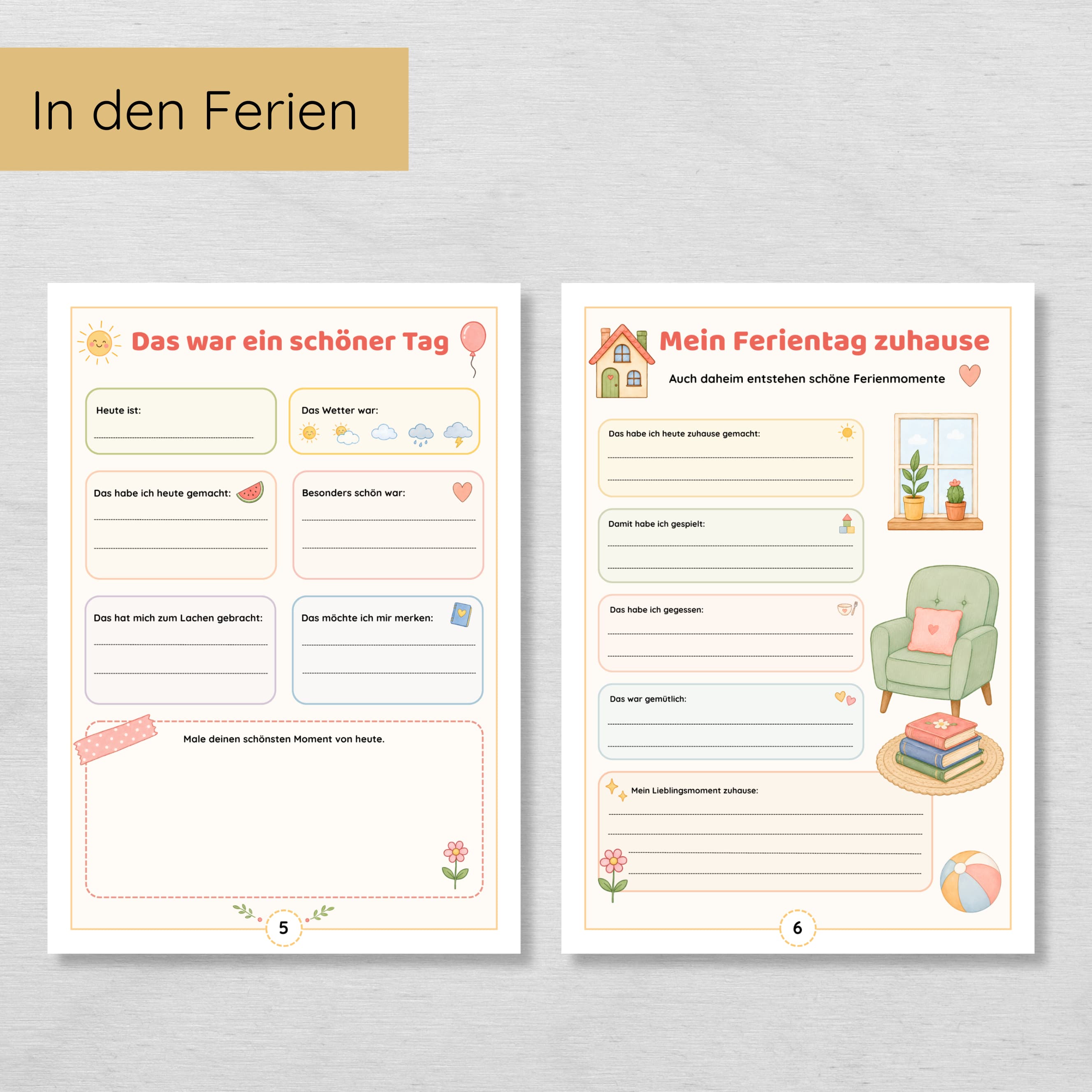 Sommerferien Tagebuch für Kinder