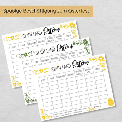 Stadt Land Ostern Familienspiel Druckvorlage