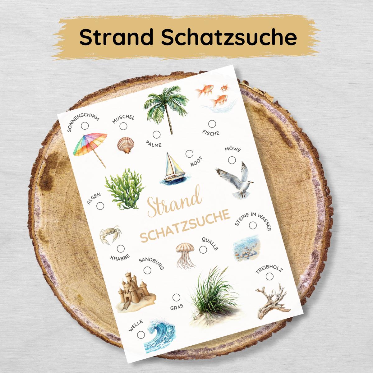 Strand Schatzsuche für Kinder Druckvorlage