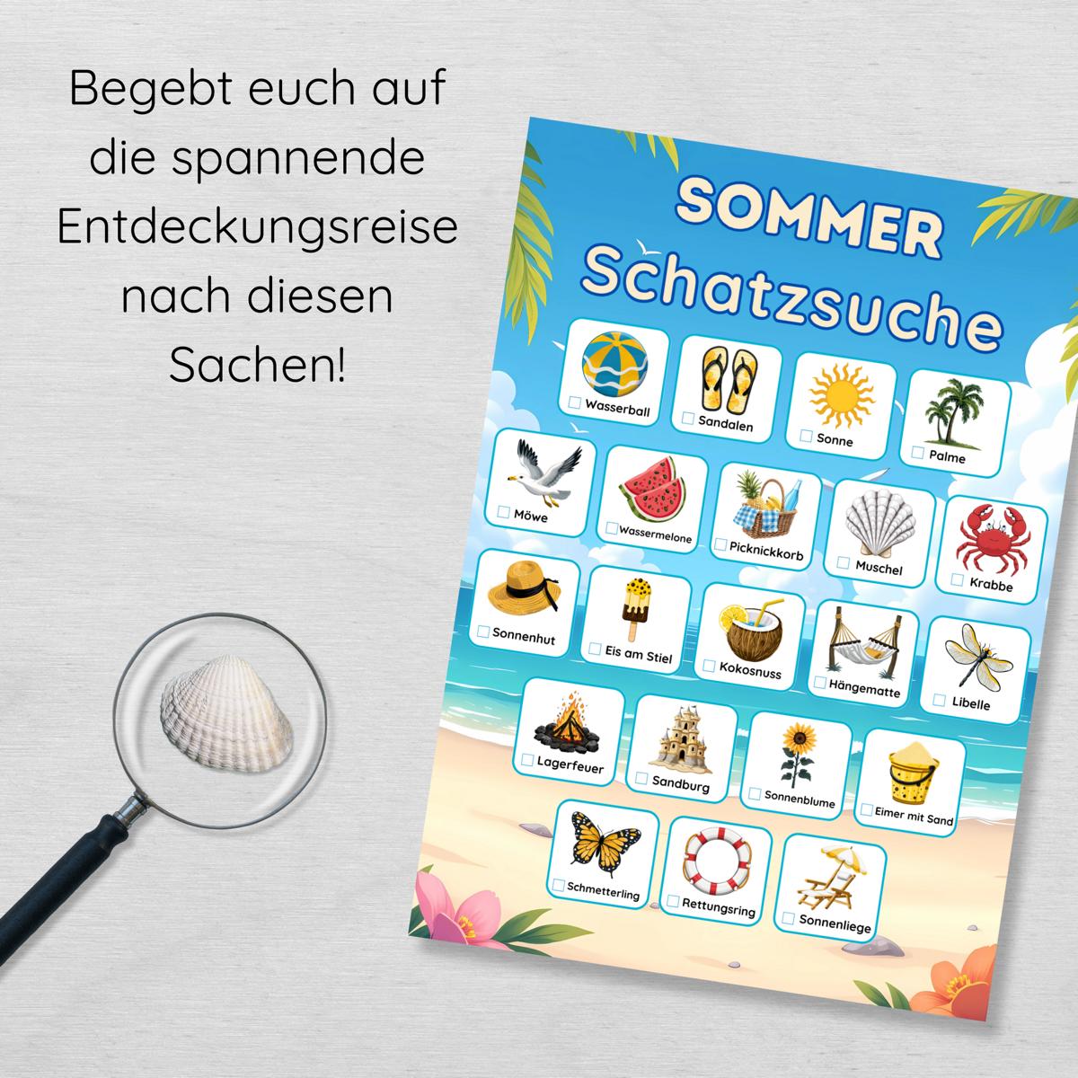 Sommer Strand Schatzsuche für Kinder