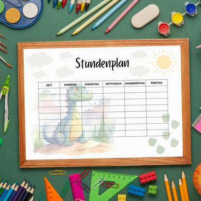 Dino Stundenplan für Kinder, grün