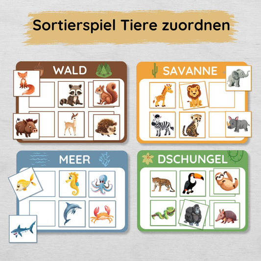 Tiere & ihre Lebensräume Sortierspiel für Kinder