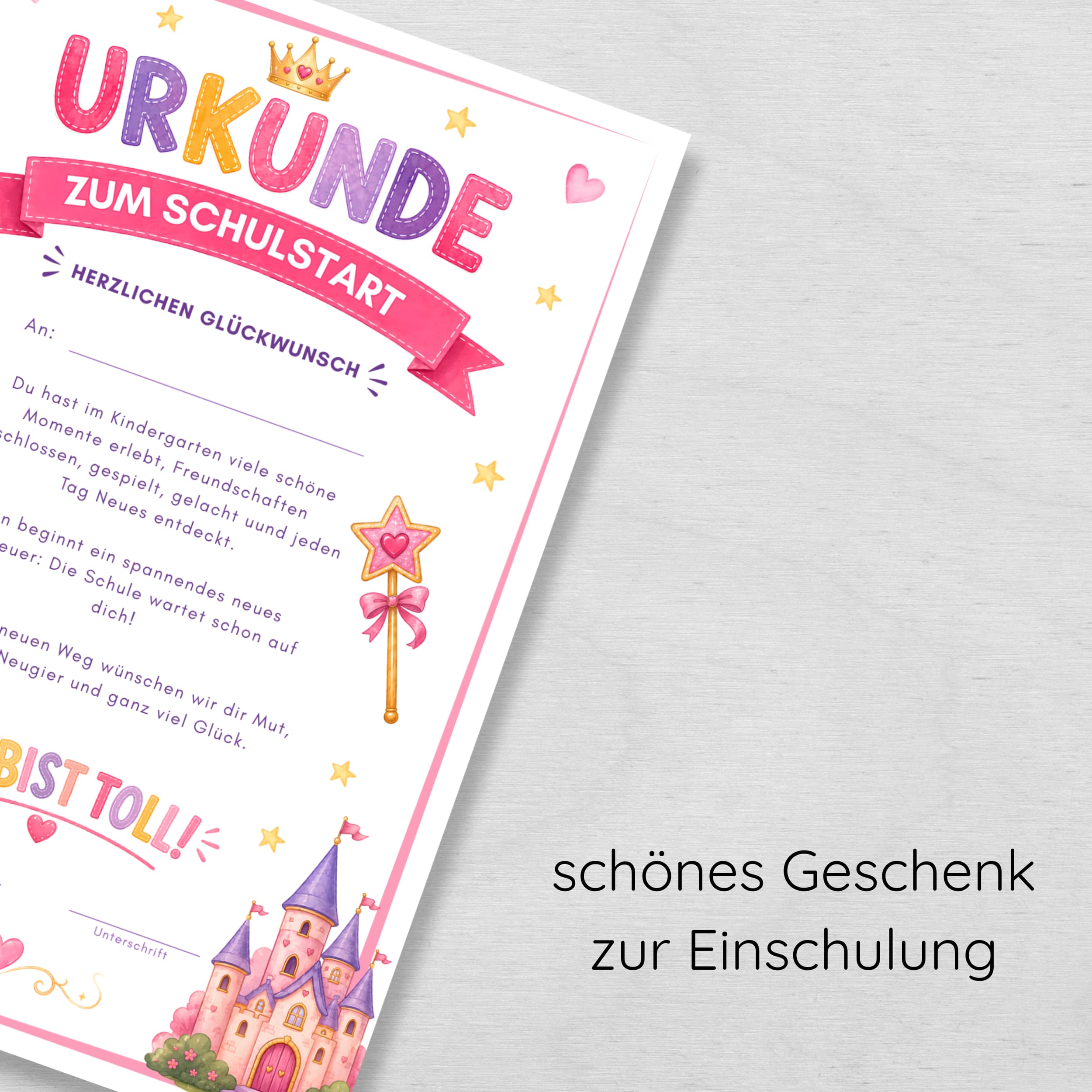 Urkunde für den Schulstart als PDF zum Ausdrucken
