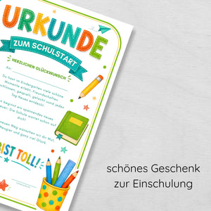 Urkunde zur Einschulung