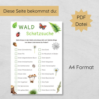 Waldschatzsuche für Kinder, Liste