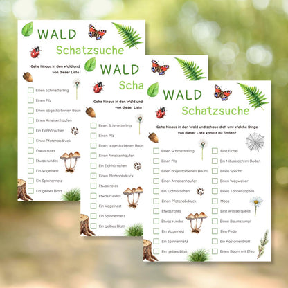 Waldschatzsuche für Kinder, Liste