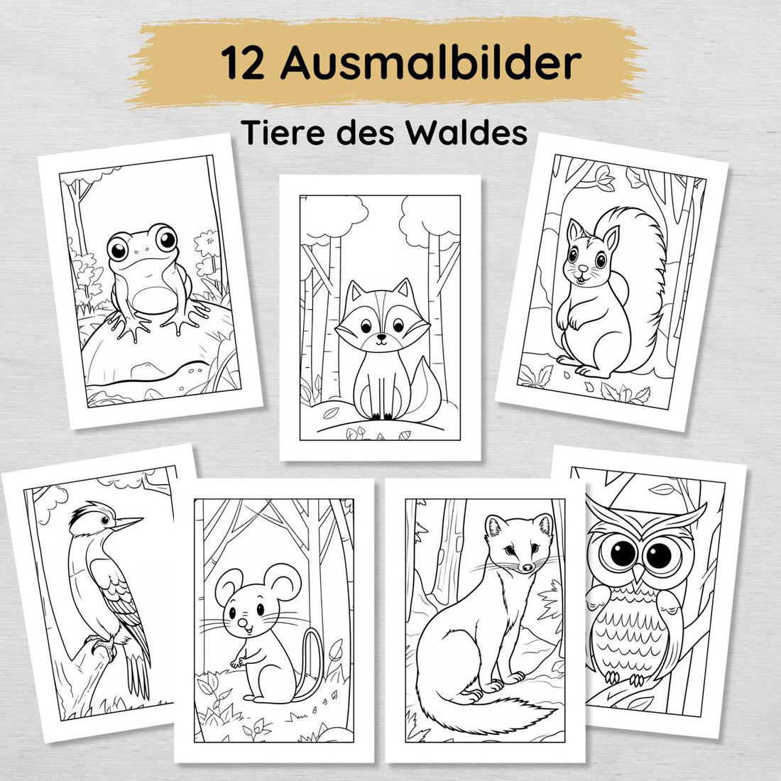 12 Waldtiere Ausmalbilder für Kinder – LittleLinchen