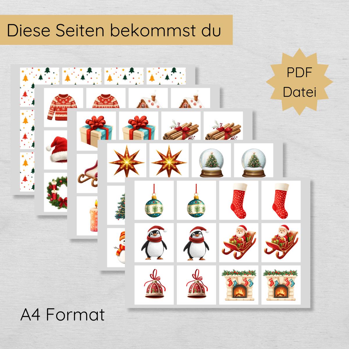 Weihnachten Memory Spiel für Kinder