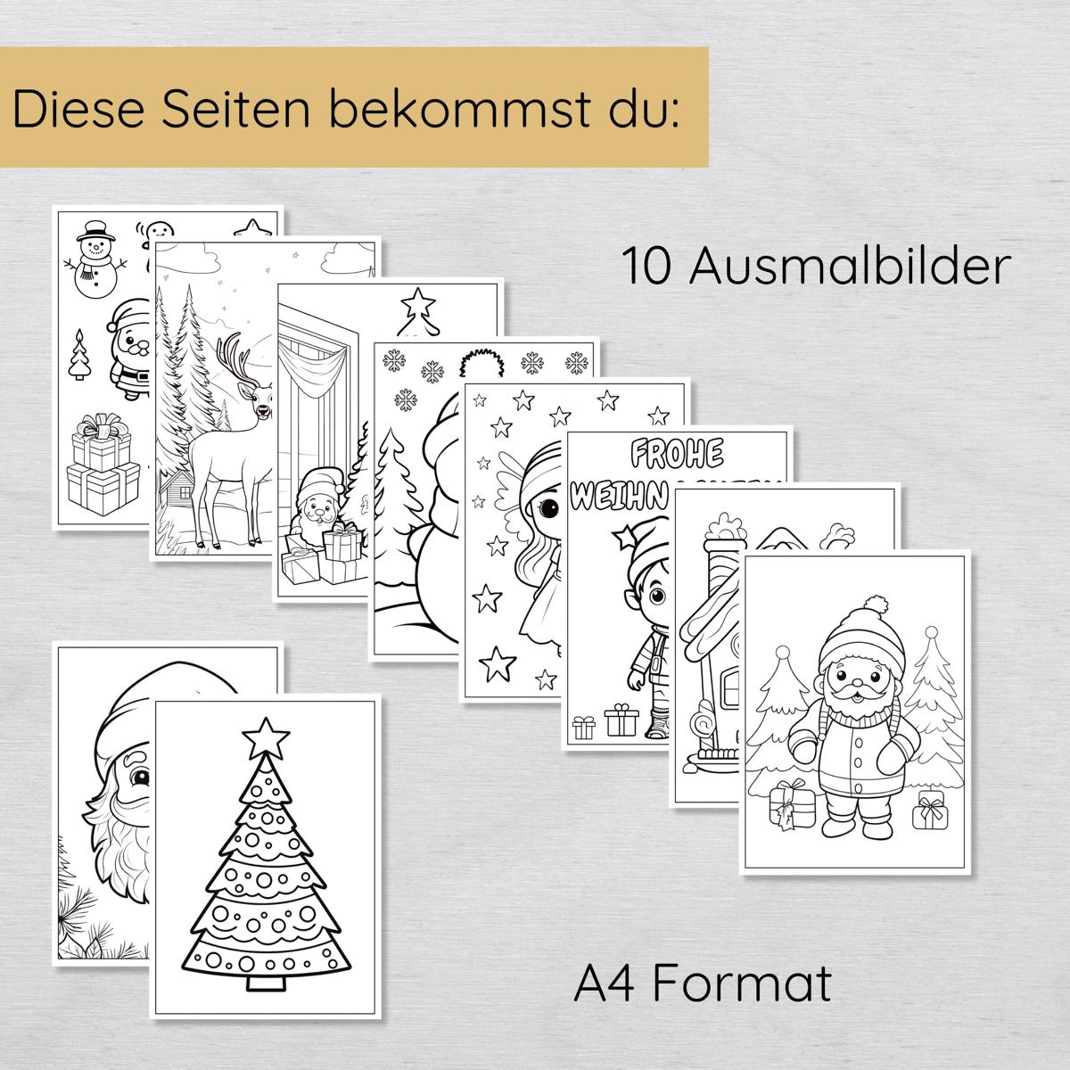 25 Weihnachten Rätsel und Ausmalbilder für Kinder