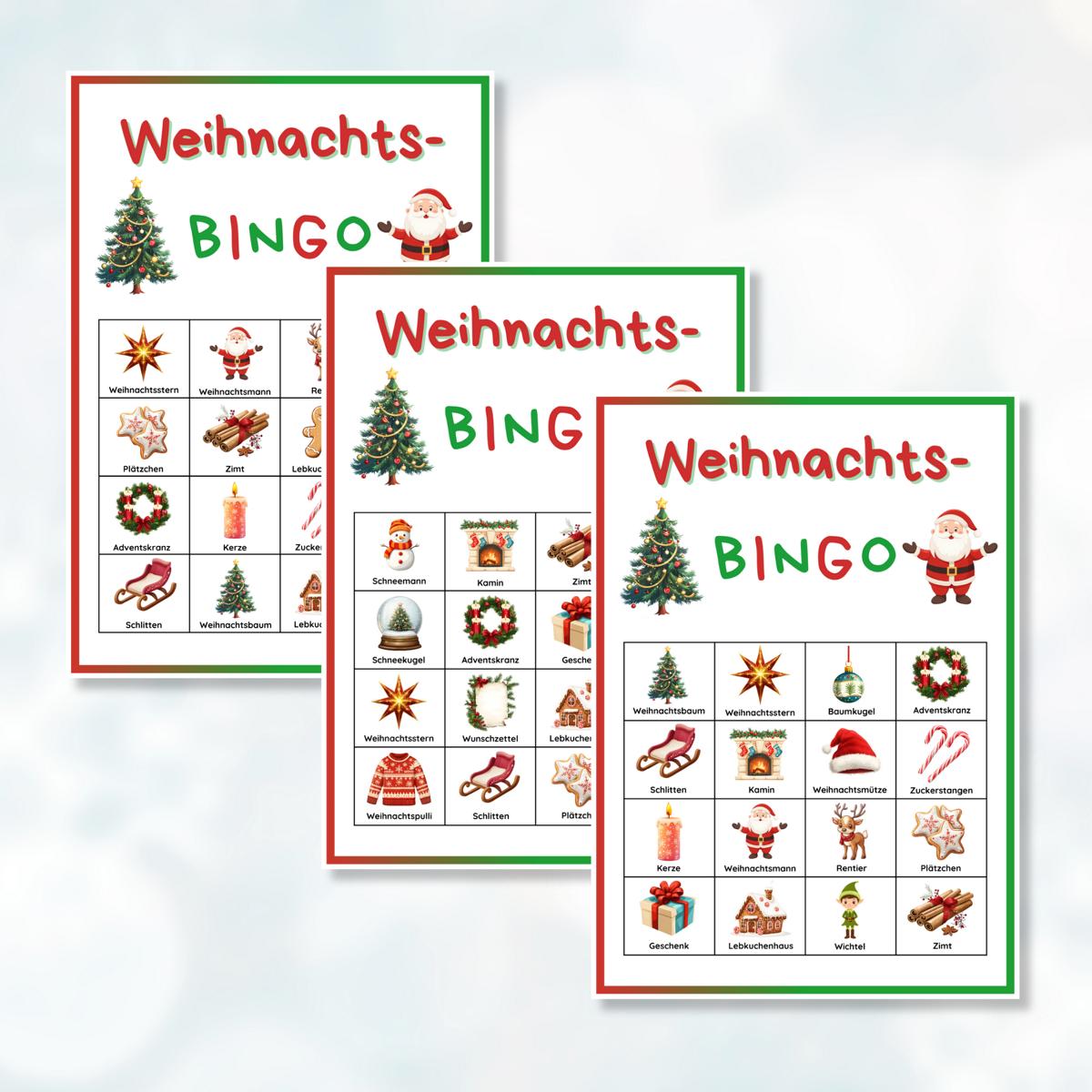 Weihnachtsbingo für Kinder