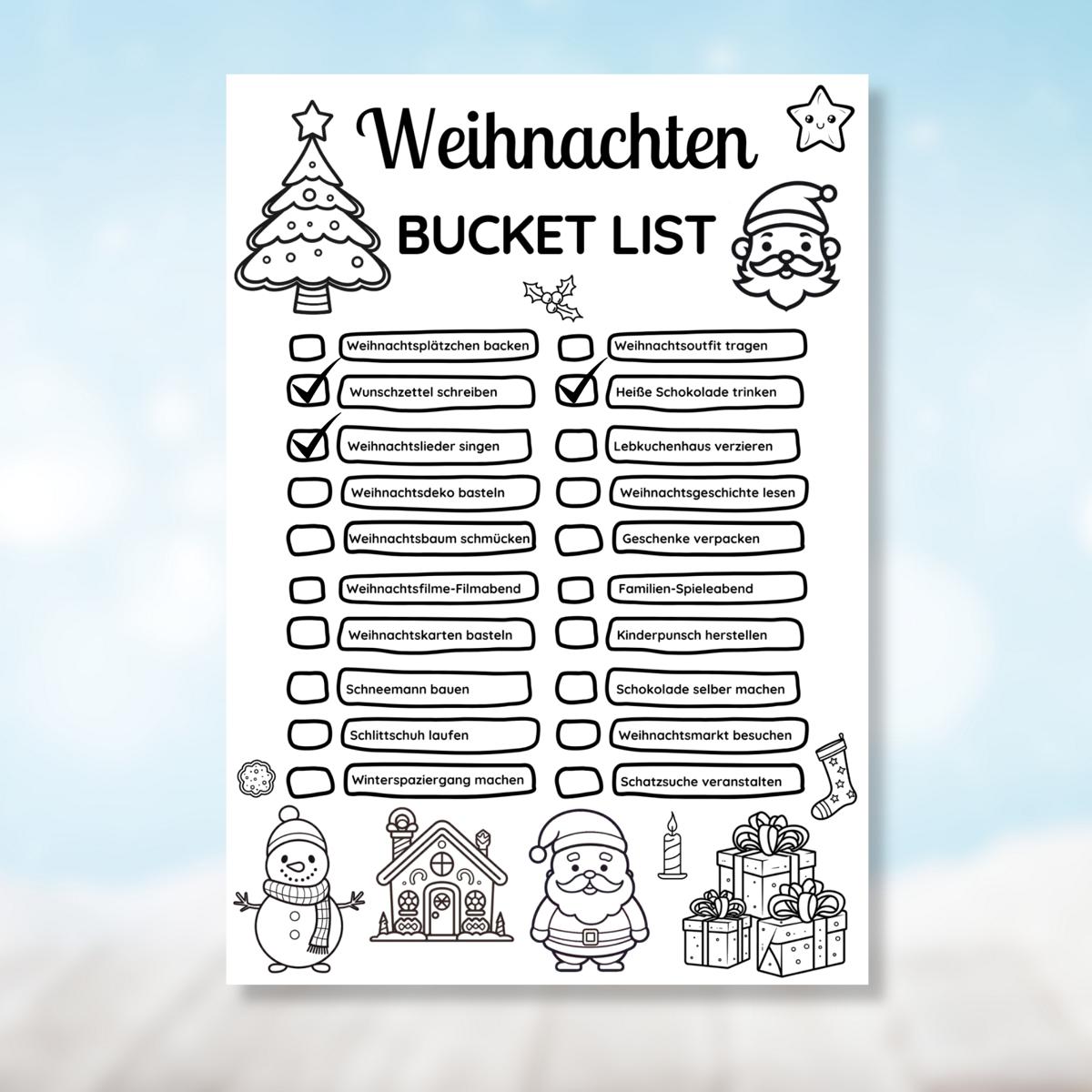 Weihnachten Bucket List für die Familie, 2-in-1