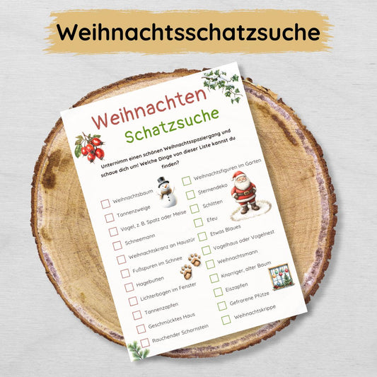 Weihnachtsschatzsuche für draußen Druckvorlage