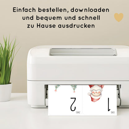 Weihnachten Zahlen 1 bis 10 Lernkarten für Kinder