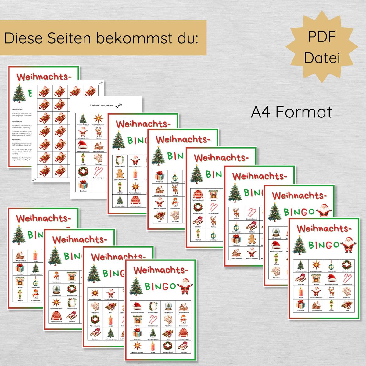 Weihnachtsbingo für Kinder