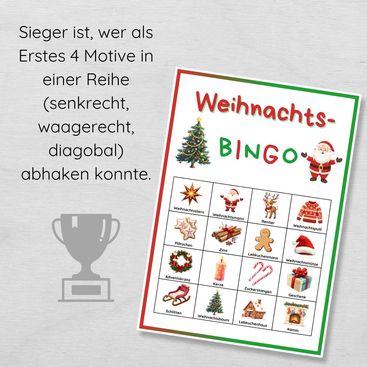 Weihnachtsbingo für Kinder