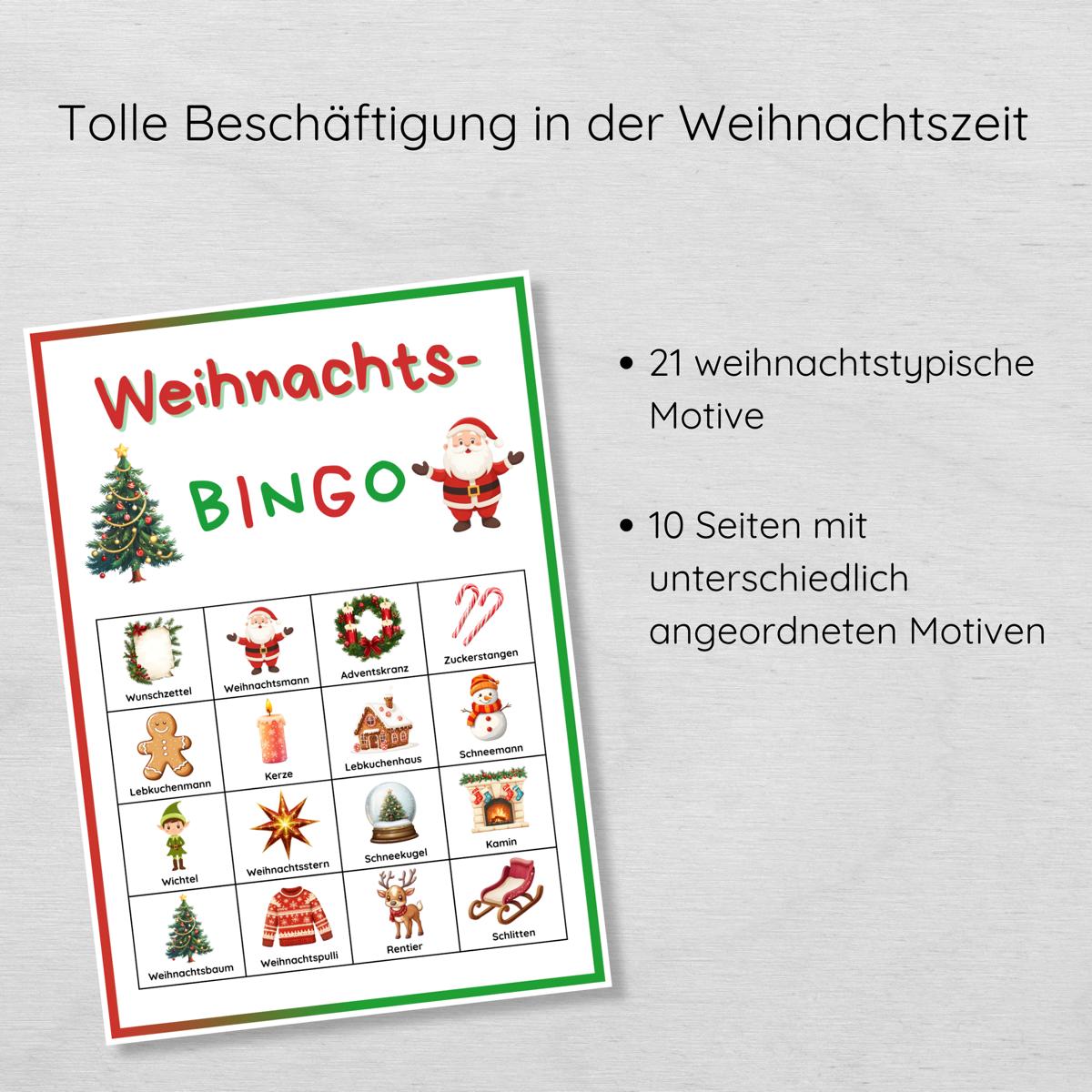 Weihnachtsbingo für Kinder