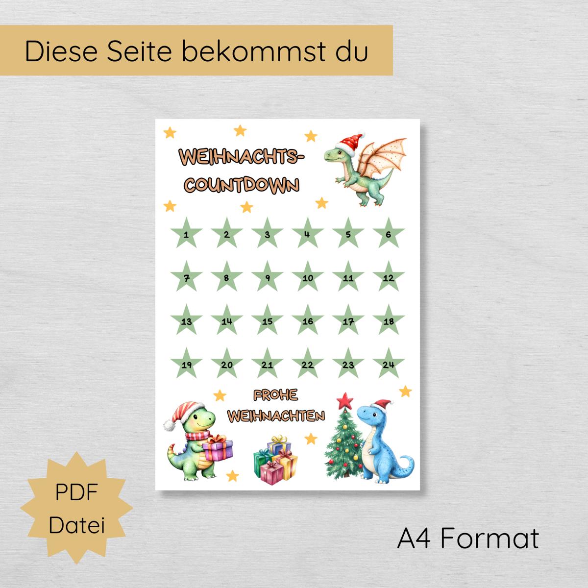 Dino Weihnachtscountdown Adventskalender für Kinder