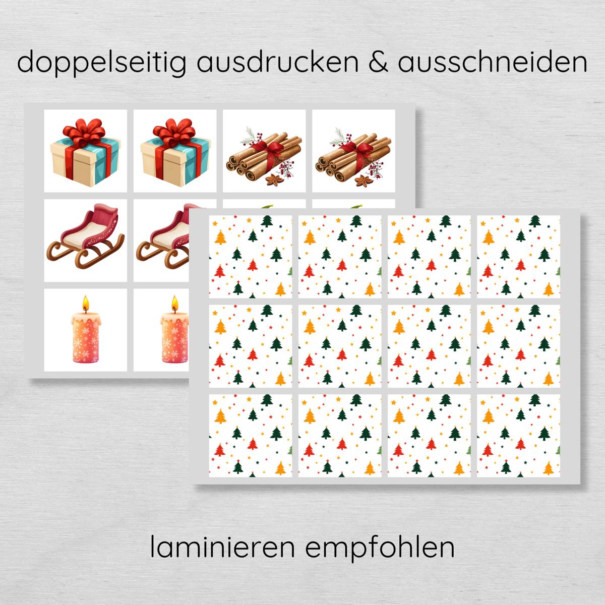 Weihnachten Memory Spiel für Kinder