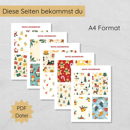Wichtel Geschenkpapier - 20 weihnachtliche Motive