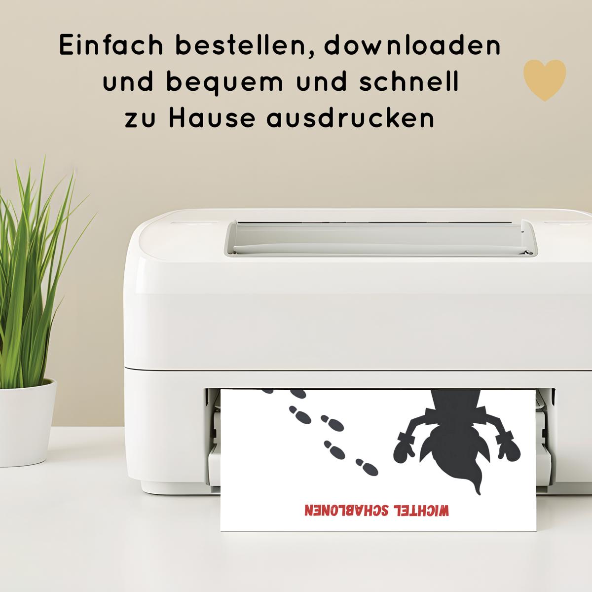 Wichtel Schablonen mit Wichteln und Fußspuren