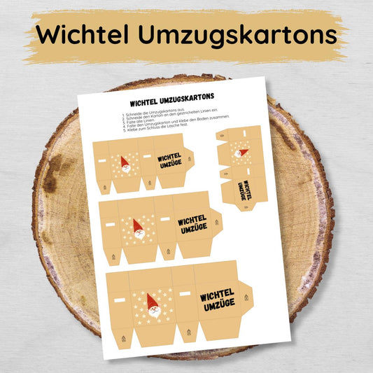 Wichtel Umzugskartons Druckvorlage