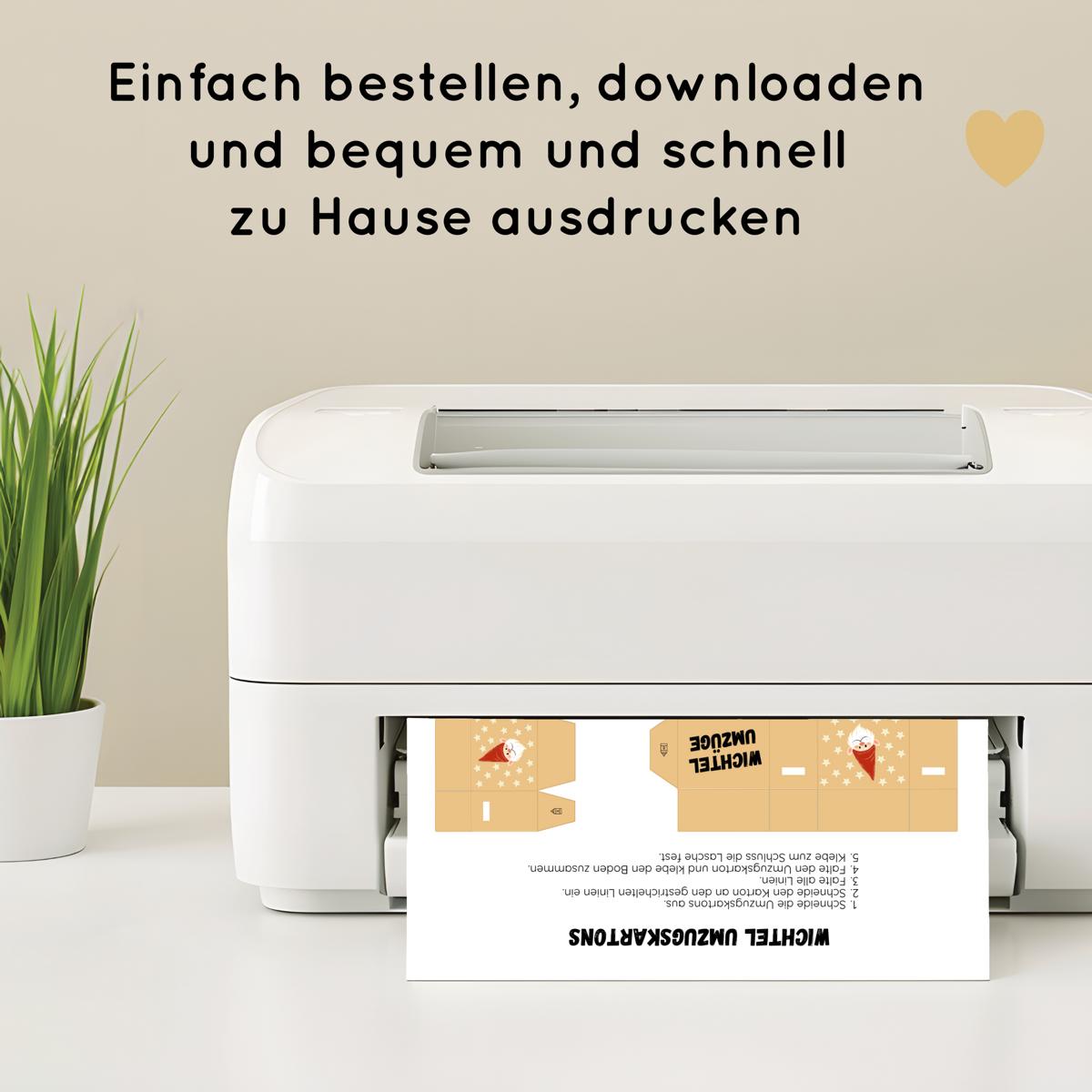 Wichtel Umzugskartons Druckvorlage