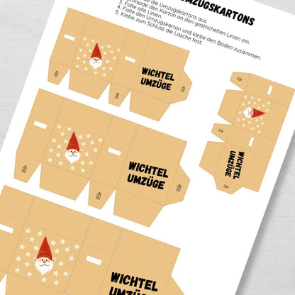 Wichtel Umzugskartons Druckvorlage