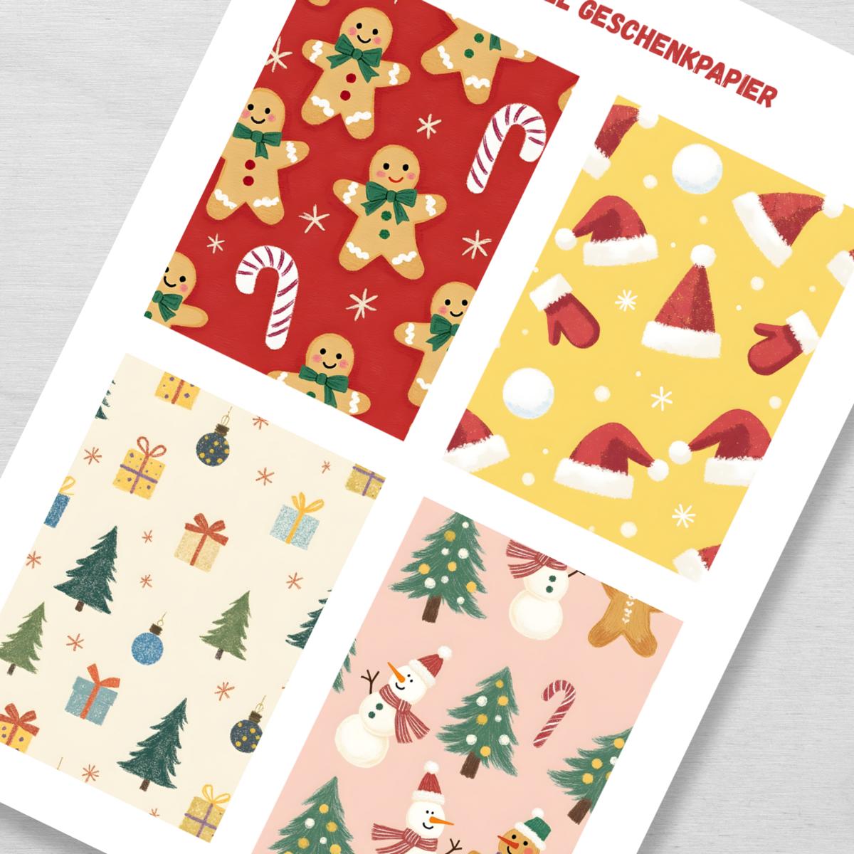 Wichtel Geschenkpapier - 20 weihnachtliche Motive