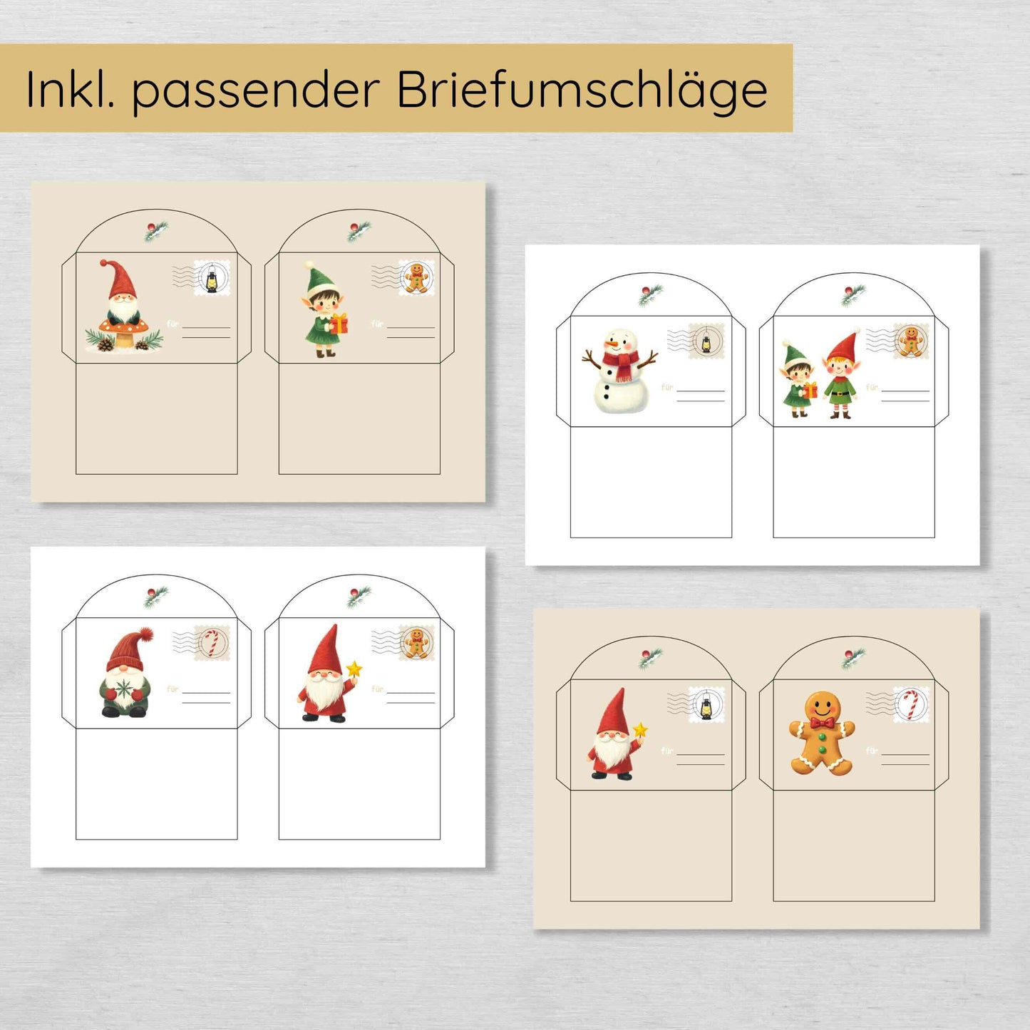 50 Wichtelbriefe für mehrere Kinder plus Blanko Vorlagen & Briefumschläge