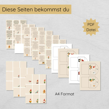 50 Wichtelbriefe für mehrere Kinder plus Blanko Vorlagen & Briefumschläge