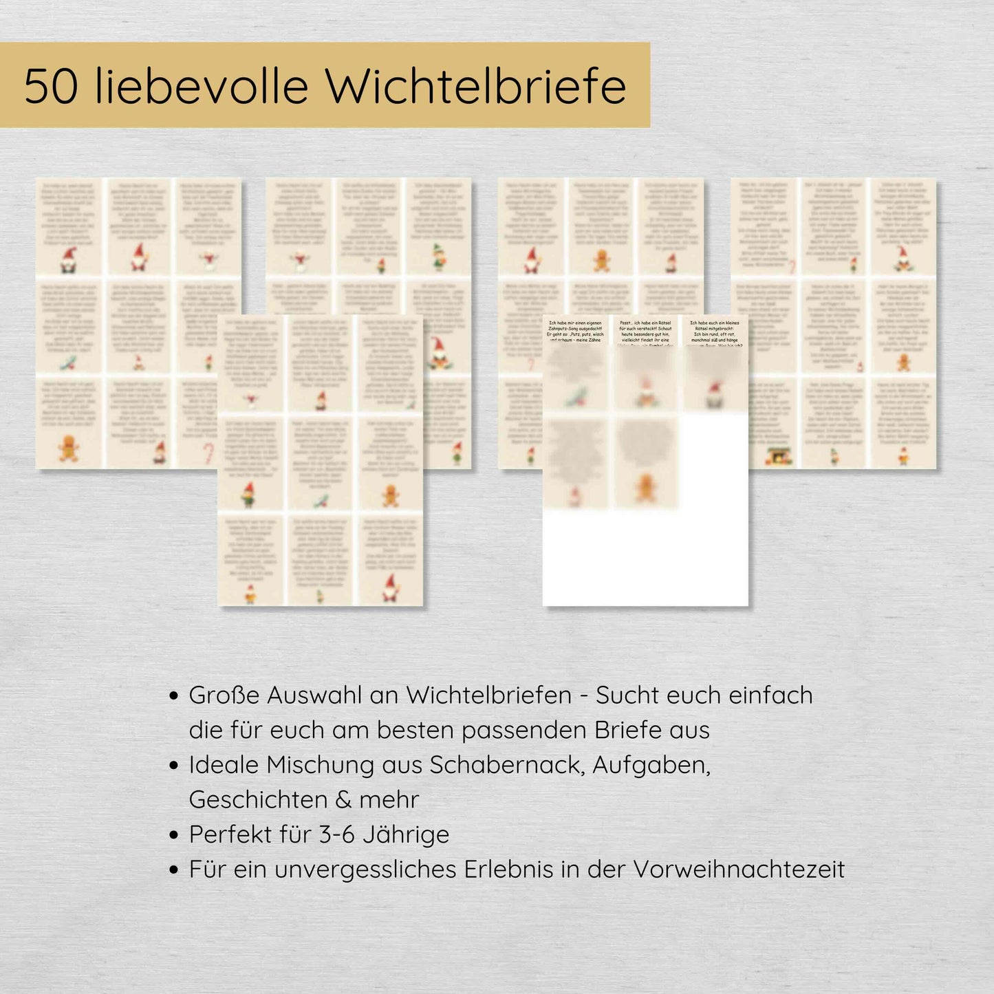 50 Wichtelbriefe für mehrere Kinder plus Blanko Vorlagen & Briefumschläge