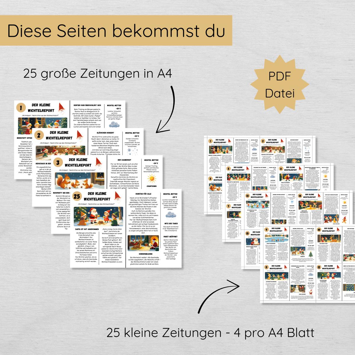 Wichtelzeitung für Kinder, 25 Ausgaben 1.12-25.12