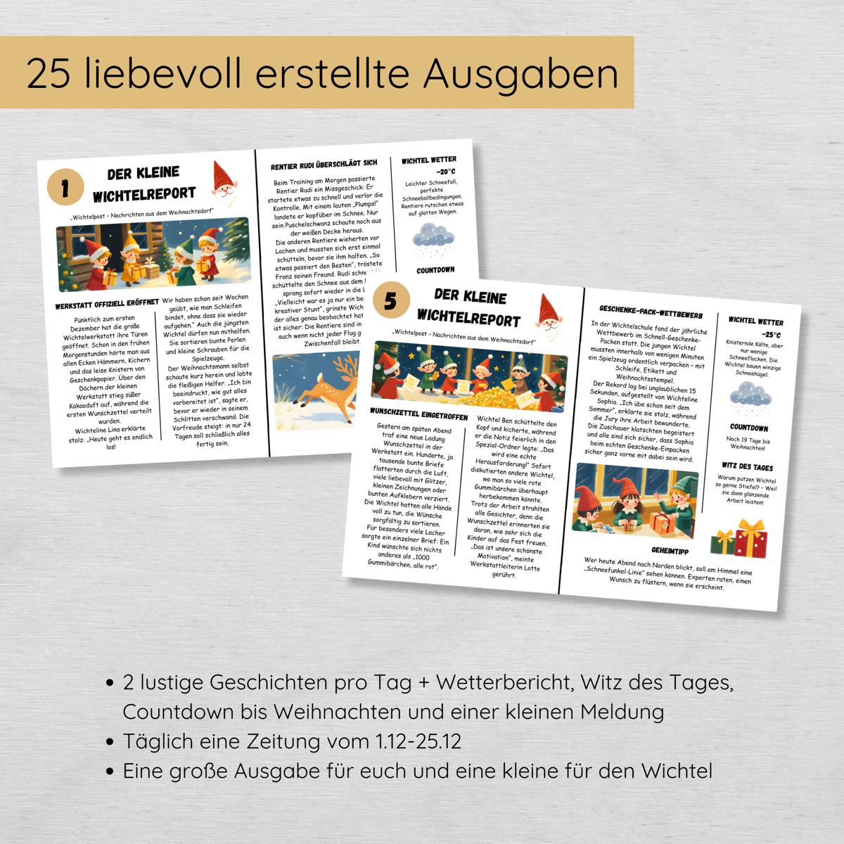 Wichtelzeitung für Kinder, 25 Ausgaben 1.12-25.12