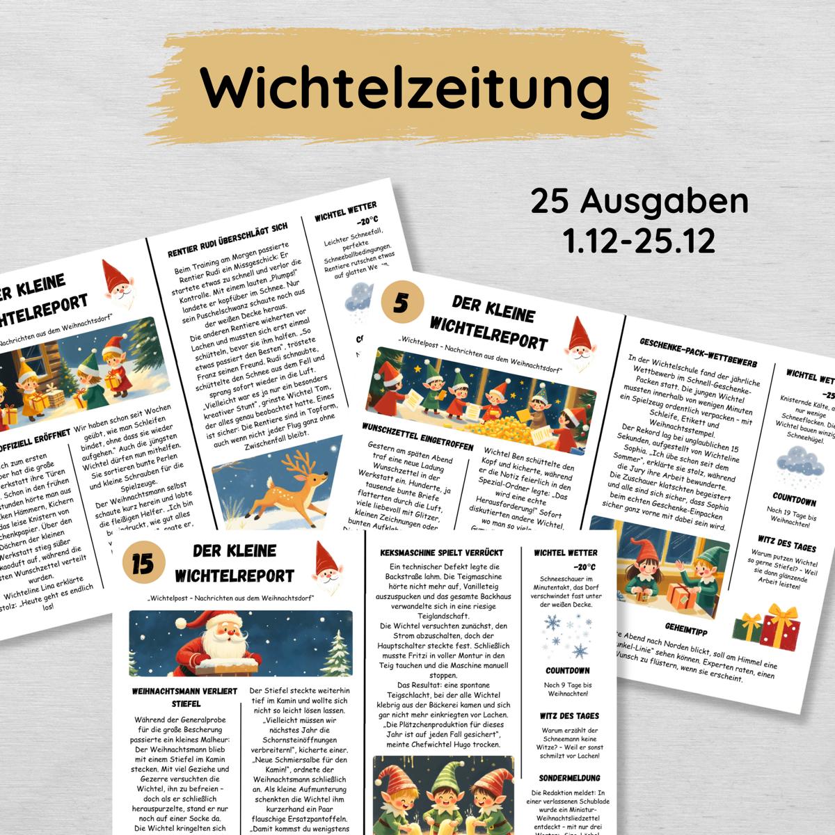 Wichtelzeitung für Kinder, 25 Ausgaben 1.12-25.12