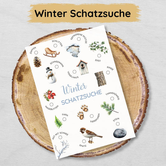 Outdoor Winter Schatzsuche Druckvorlage