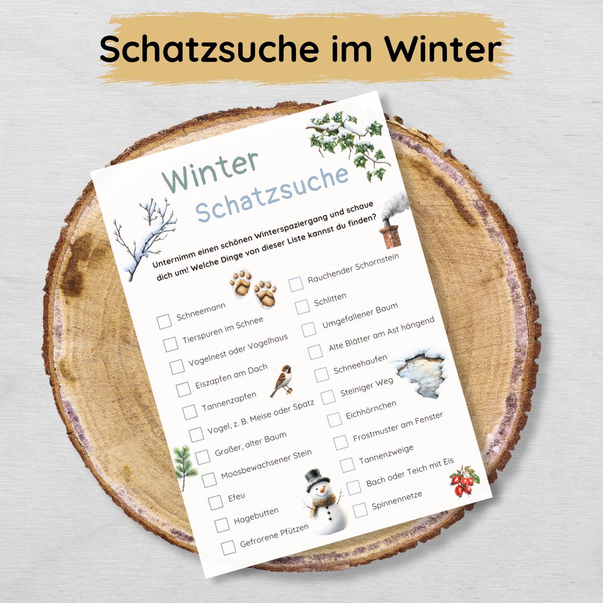 Outdoor Winterschatzsuche für Kinder, Druckvorlage