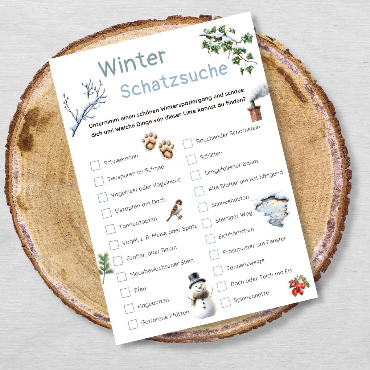 Outdoor Winterschatzsuche für Kinder, Druckvorlage