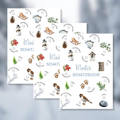Outdoor Winter Schatzsuche Druckvorlage