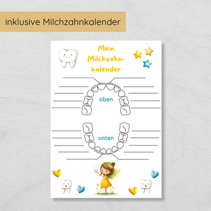 Brief von der Zahnfee Set inkl. Urkunde und Briefumschlag, gelb