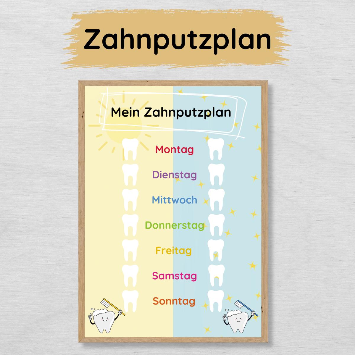 Zahnputzplan für Kinder, Checkliste zum täglichen Zähne putzen